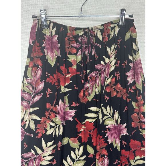 Vtg Teddi Floral Skirt Long Sz M Elastic Waste Fall Colors Lightweight Boho - Picture 2 of 6